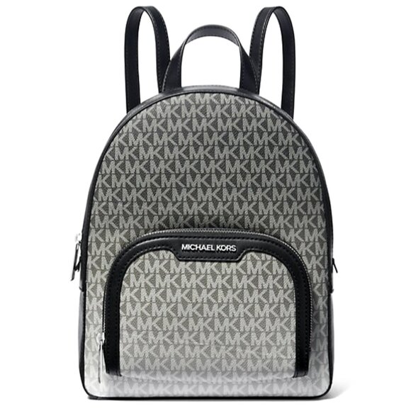 New Michael Kors Jaycee Medium Ombré Signature Logo Backpack Black - Picture 1 of 4